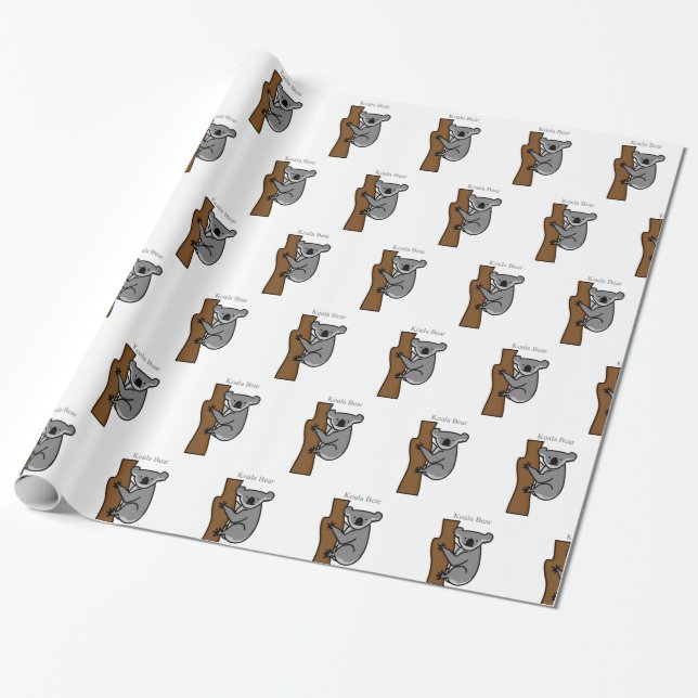 Koala Bear Climbing Tree Thunder_Cove Wrapping Paper (Unrolled)