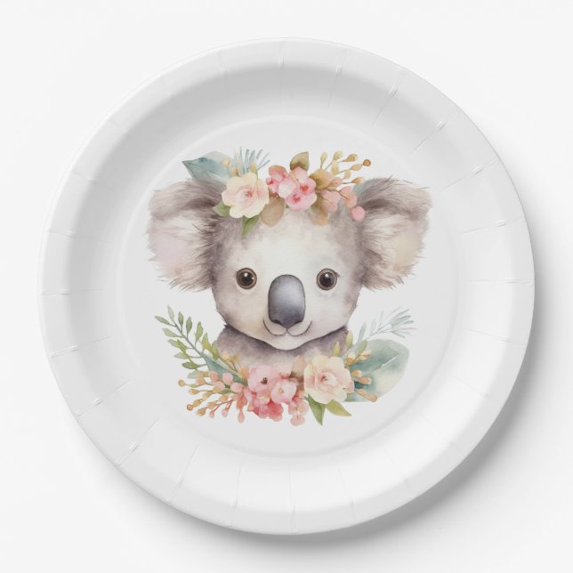 Koala Bear cute birthday Paper Plate (Front)
