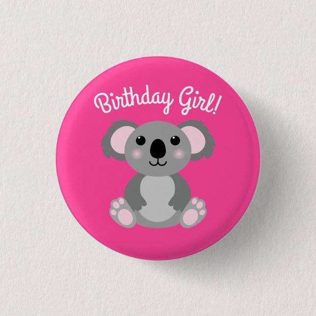 Koala Bear Cute Kid Birthday Girl 3 Cm Round Badge (Front)