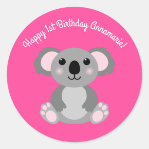 Koala Bear Cute Kid Birthday Party Classic Round Sticker