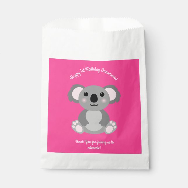 Koala Bear Cute Kid Birthday Party Favour Bags (Front)