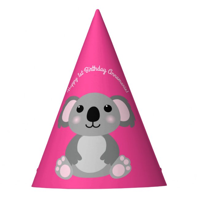 Koala Bear Cute Kid Birthday Party Hat (Front)