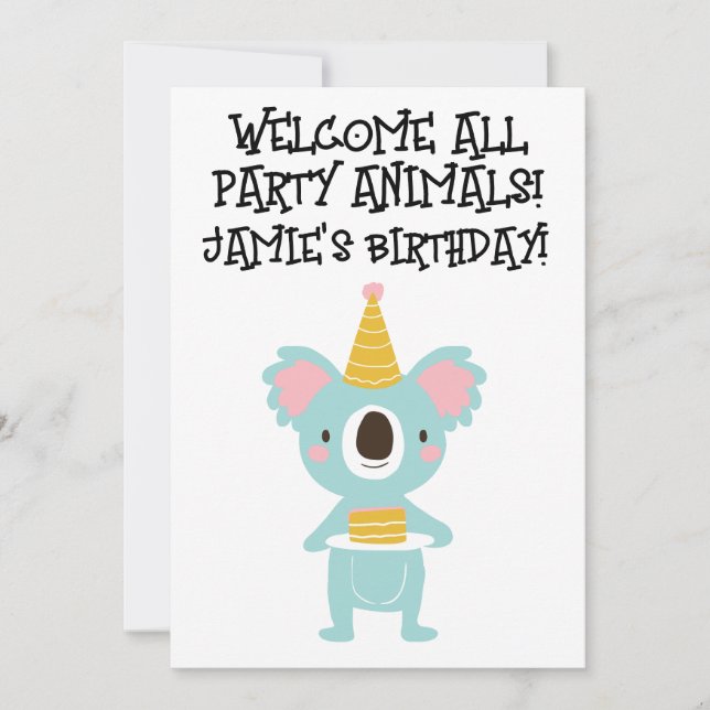 KOALA BEAR CUTE KIDS BIRTHDAY INVITATIONS (Front)