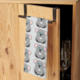 Koala Bear Design Any Colour Background Tea Towel