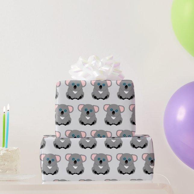 Koala Bear Design Any Colour Background Wrapping Paper (Party Gifts)
