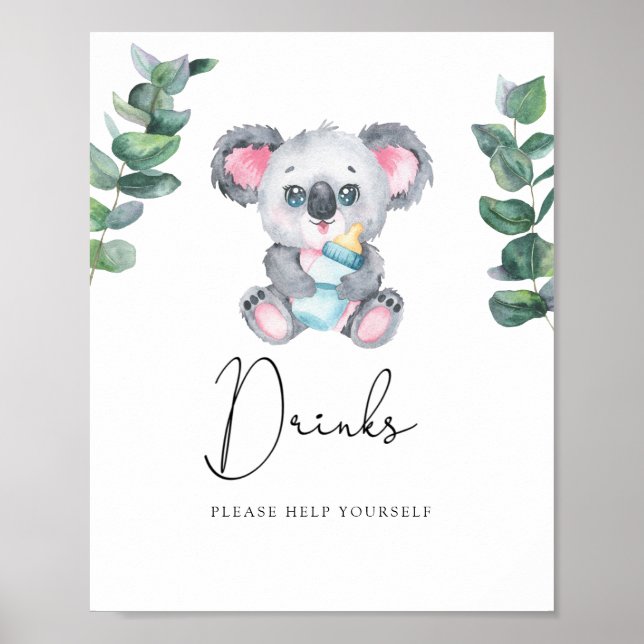 Koala Bear Drinks help yourself Poster (Front)