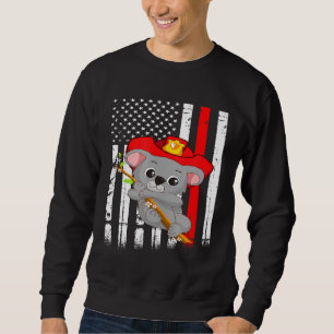 Koala Bear Firefighter American Flag Thin Red Line Sweatshirt