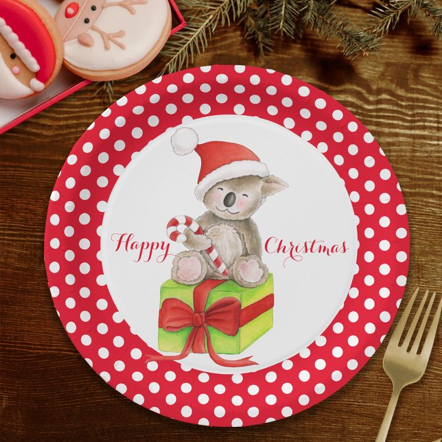Koala bear Happy Christmas party paper plate (Creator Uploaded)