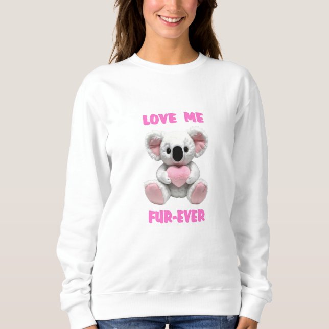 Koala Bear Hugging Pink Heart Valentine's Day Gift Sweatshirt (Front)