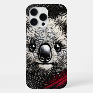 Koala Bear Illustration on Textured Background iPhone 16 Pro Max Case