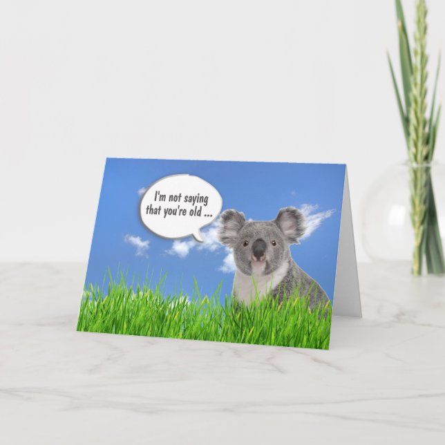 Koala Bear in Grass Humourous Birthday Card (Front)