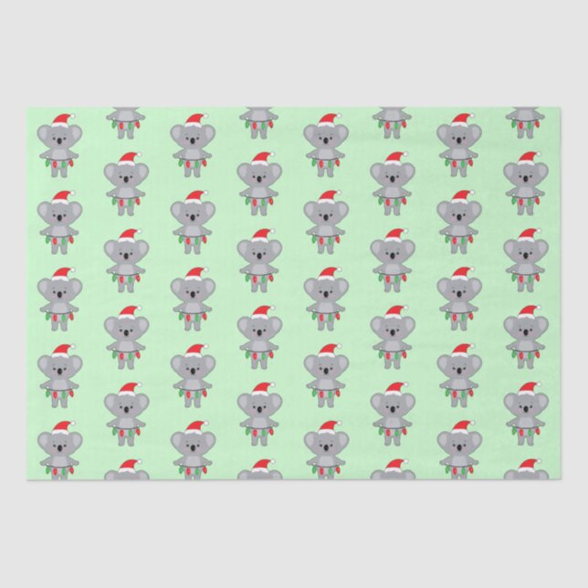 Koala Bear in Santa hat and Decorations Tissue Pap Paper (Front)