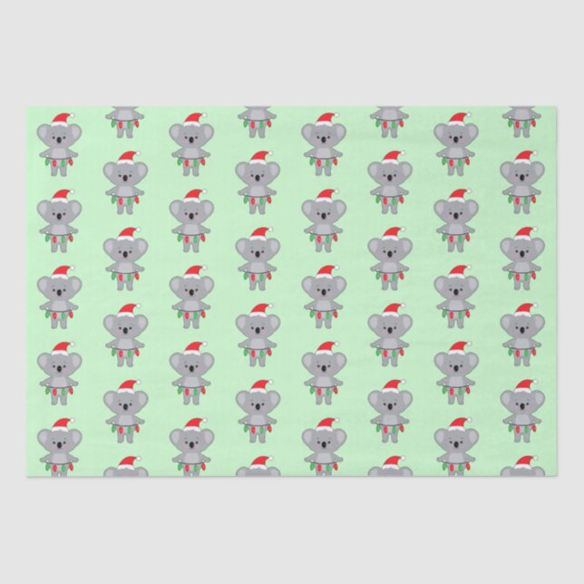 Koala Bear in Santa hat and Decorations Tissue Pap Tissue Paper (Front)
