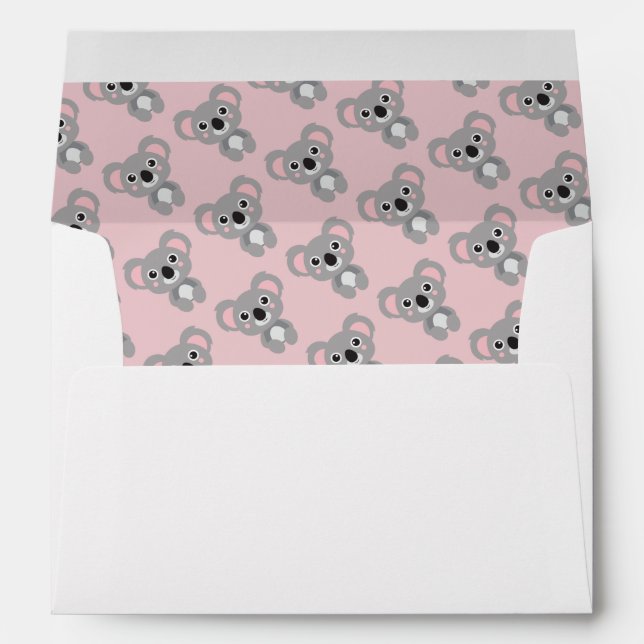 Koala Bear Kids Pink Personalised Envelope (Back (Bottom))