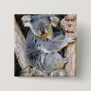 Koala Bear Love_ 15 Cm Square Badge
