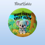 Koala Bear, Make Earth Great Again, Environmental 3 Cm Round Badge<br><div class="desc">Make Earth Great Again button featuring a cute baby Koala Bear in the woodland forest. Designed for preschoolers, kindergartners, primary and elementary school children, whether a boy or girl, as well as those that are kids at heart, including high school students and adults with a playful child spirit. This jungle...</div>