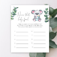 Koala bear - Name that baby Food shower game