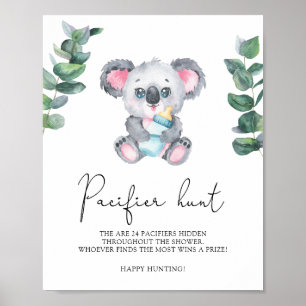 Koala Bear - pacifier hunt baby shower game Poster