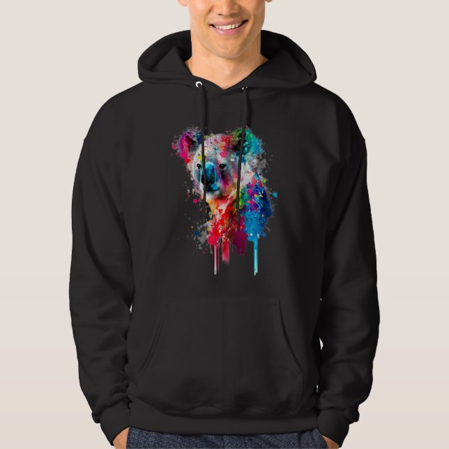 Koala Bear Paint Splatter Australian Animal  Koala Hoodie (Front)