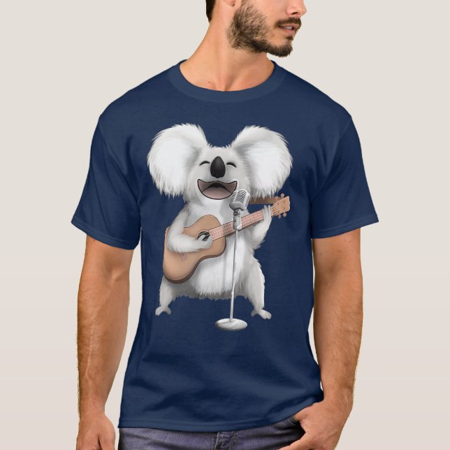 Koala Bear Singing Guitar Player Musician Music T-Shirt (Front)
