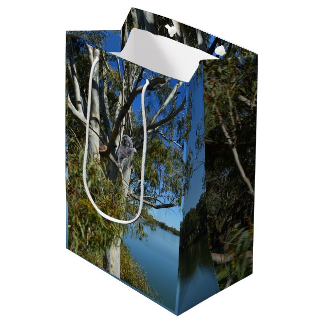 Koala Bear Sleeping In Gum Tree, Medium Gift Bag (Front Angled)