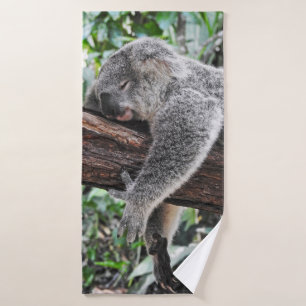KOALA BEAR SLEEPING ON TREE BATH TOWEL