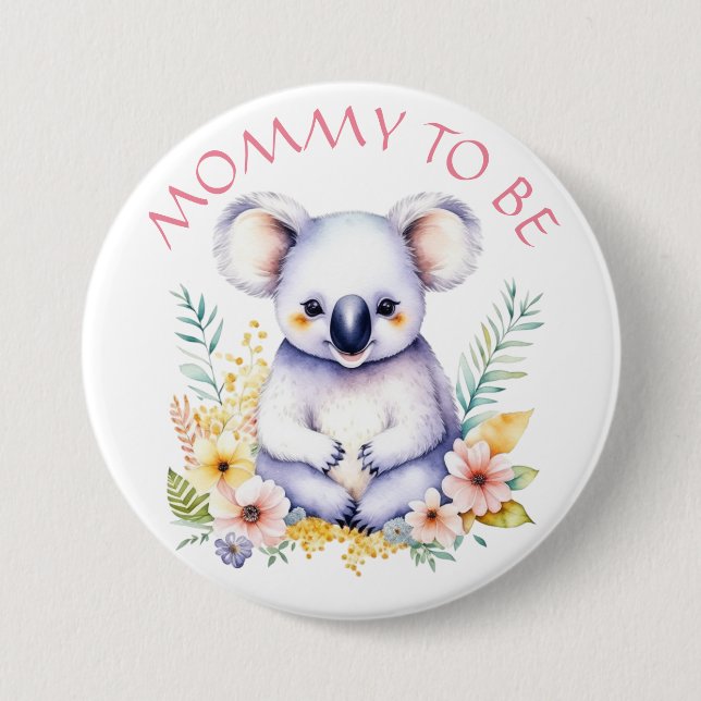 Koala Bear Themed It's a Girl Baby Shower 7.5 Cm Round Badge (Front)