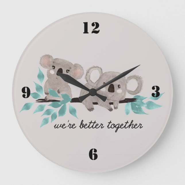 Koala Bear Water Colour Art Wall Clock (Front)