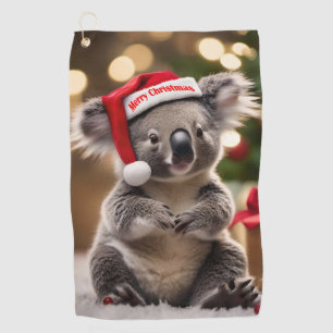 Koala Bear Wearing Santa Hat, Golf Towel