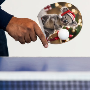 Koala Bear Wearing Santa Hat,  Ping Pong Paddle