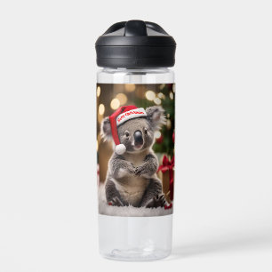 Koala Bear Wearing Santa Hat, Water Bottle