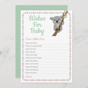 Koala Bear Wishes For Baby Shower Game Pink Girl Invitation