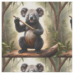 Koala Bear With A Flute, Fabric
