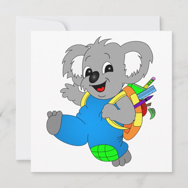 Koala Bear with backpack Invitation (Front)