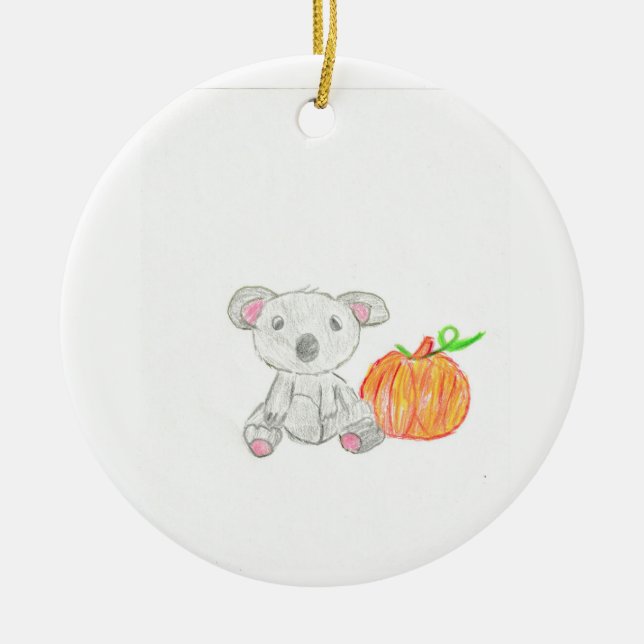 Koala Bear with Pumpkin  Ceramic Tree Decoration (Front)