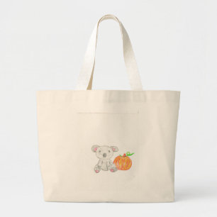 Koala Bear with Pumpkin  Large Tote Bag