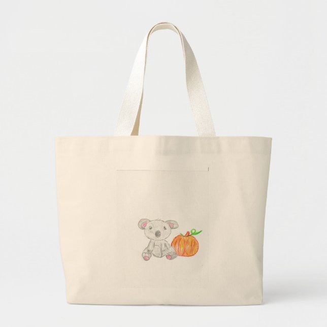 Koala Bear with Pumpkin  Large Tote Bag (Front)
