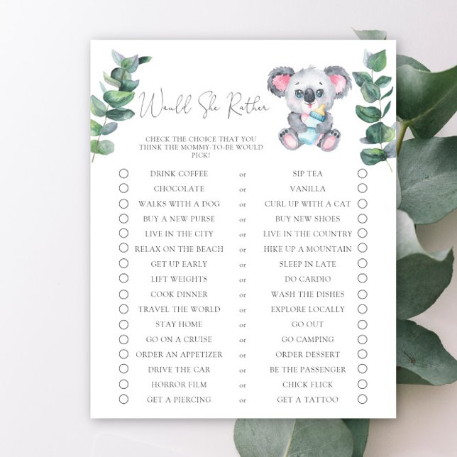 Koala Bear Would She Rather Baby Shower (Creator Uploaded)