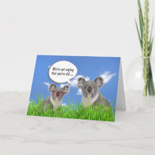 Koala Bears in Grass Humourous Birthday Card
