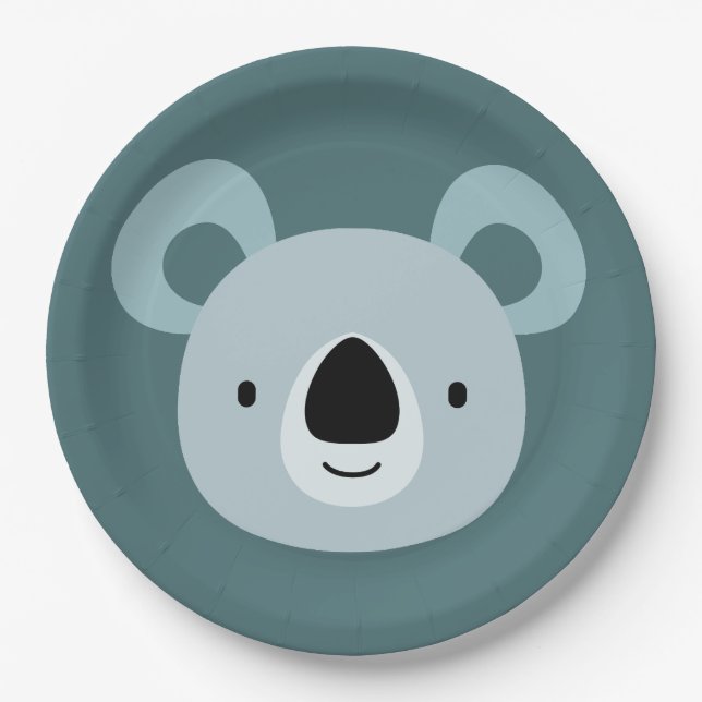 Koala Birthday Kids Room Wall Art Paper Plates (Front)