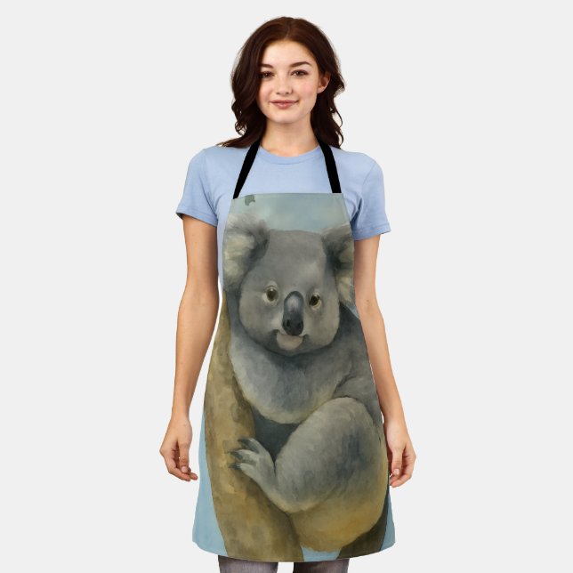 Koala Calm – Watercolor Wildlife Apron (Worn)