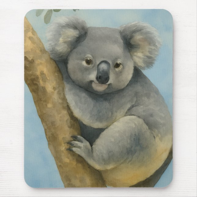 Koala Calm – Watercolor Wildlife Mouse Pad (Front)