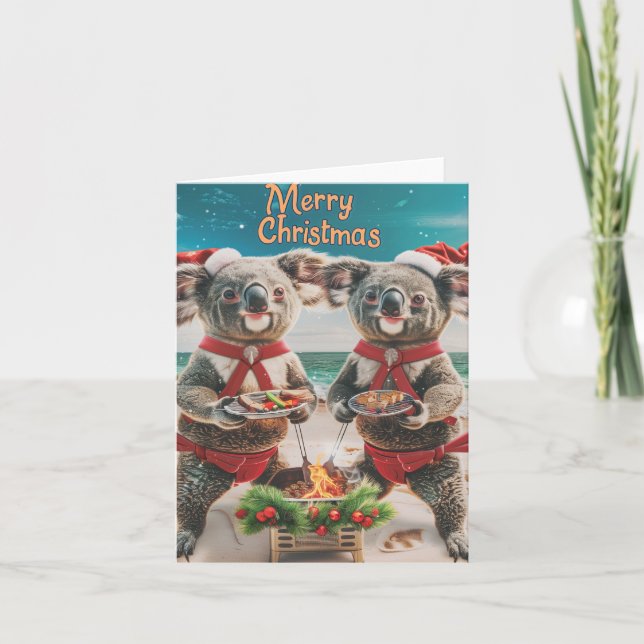Koala Christmas Folded Holiday Card (Front)
