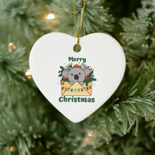 Koala Christmas Letter Winter Animals Koalas Ceramic Tree Decoration