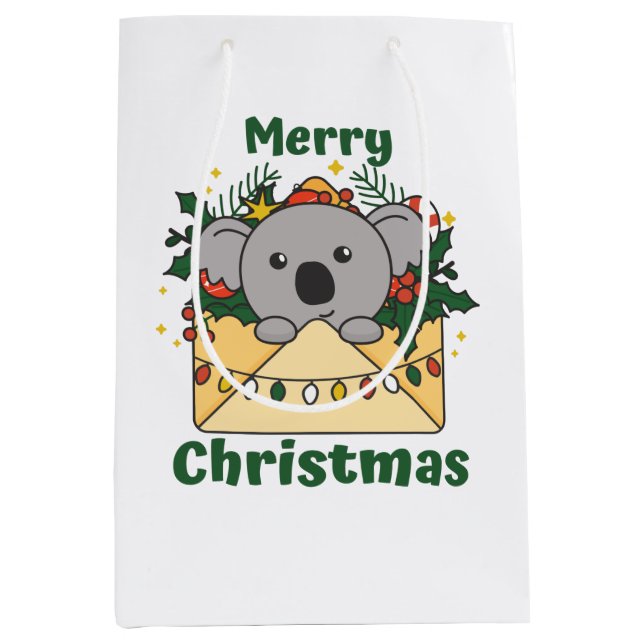 Koala Christmas Letter Winter Animals Koalas Medium Gift Bag (Front)