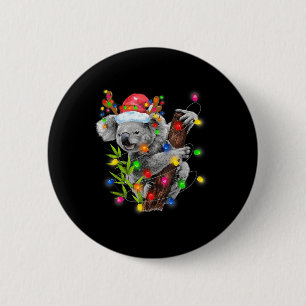 Koala Christmas Lights Funny Santa Hat Merry Chris 6 Cm Round Badge