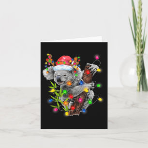 Koala Christmas Lights Funny Santa Hat Merry Chris Card