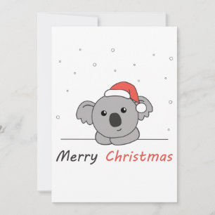 Koala Christmas Snow Winter Animals Koalas Coffee  Holiday Card