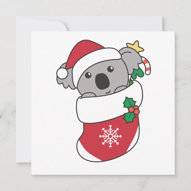 Koala Christmas Snow Winter Animals Koalas Holiday Card (Front)