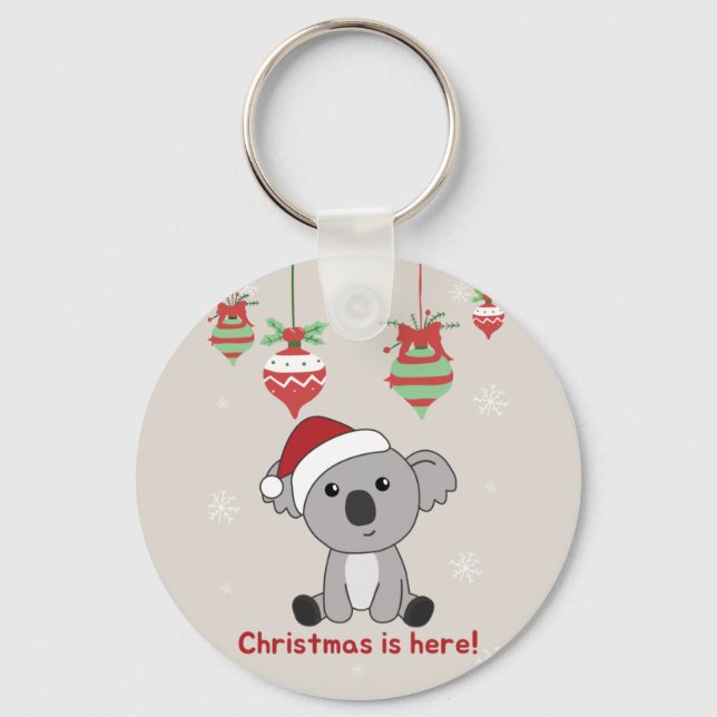 Koala Christmas Snow Winter Animals Koalas Keychai Key Ring (Front)